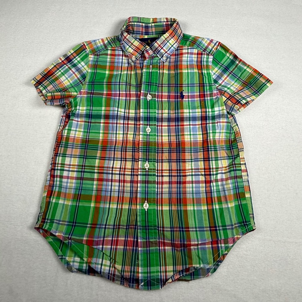 Ralph Lauren Kids Button Down Shirt Plaid Short‎ Sleeve Size 4 4T